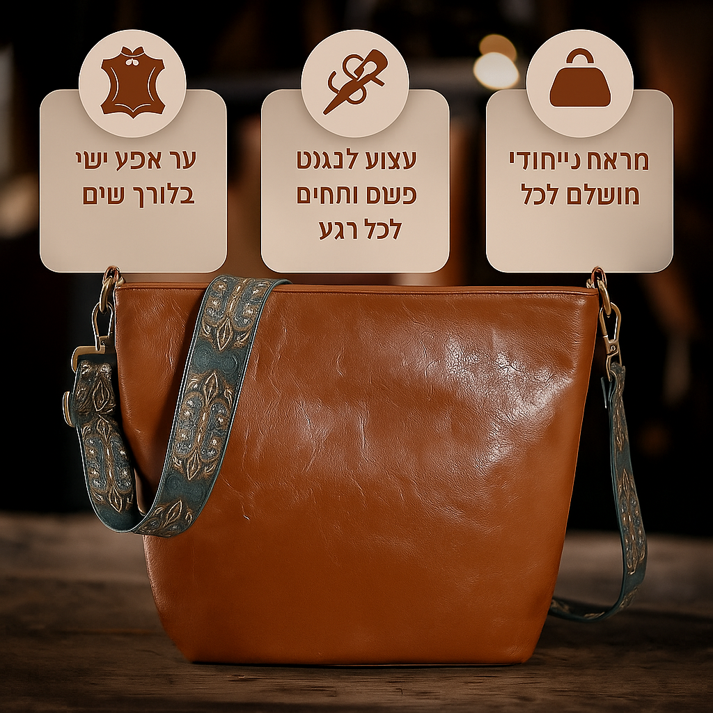 תיק כתף עור וינטג' מקסים | Tamar's Vintage Charm
